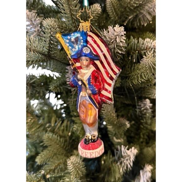 Christopher Radko Patriotic Revolutionary Soldier Flag Colors Freedom Ornament - Picture 1 of 10